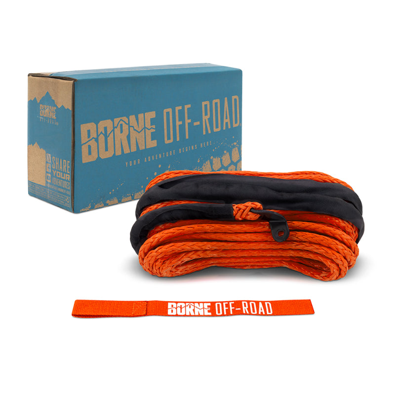 Borne Off-Road Synthetic Rope - 3/8in x 85ft - Orange-tuningsupply.com