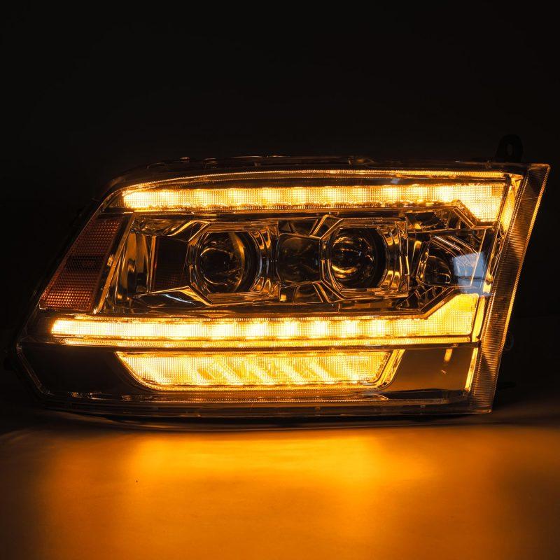 AlphaRex 09-18 Dodge Ram 2500 LUXX LED Proj Headlights Plank Style Chrm w/Activ Light/Seq Signal/DRL-tuningsupply.com