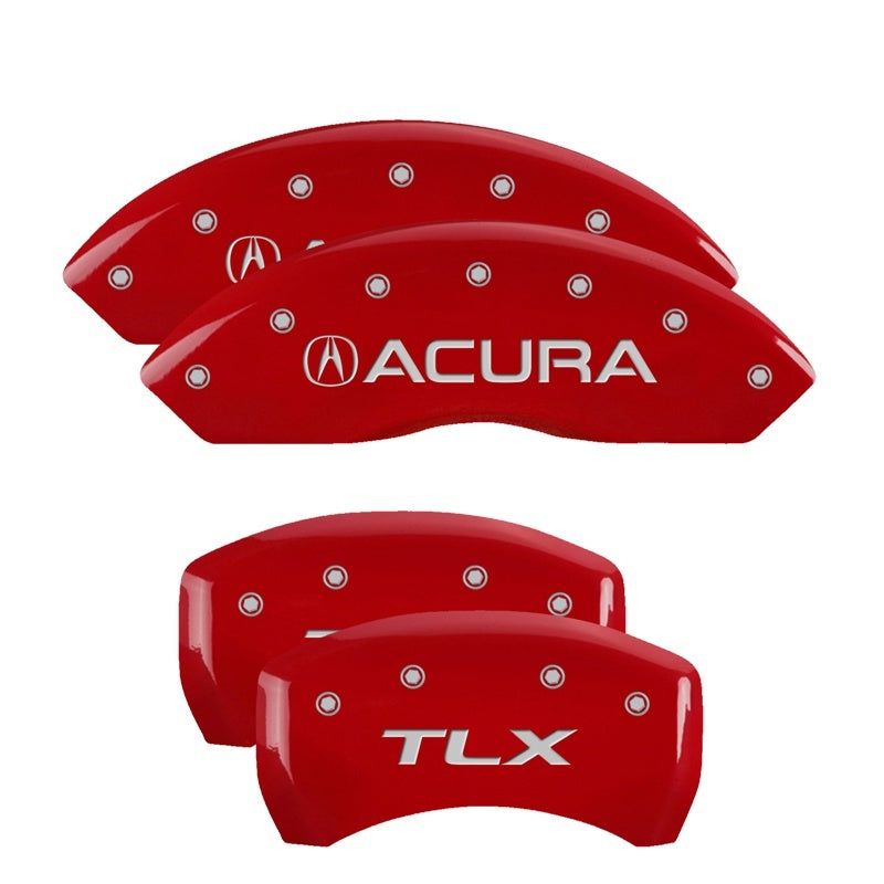 MGP 4 Caliper Covers Engraved Front Acura Engraved Rear TLX Red finish silver ch-tuningsupply.com