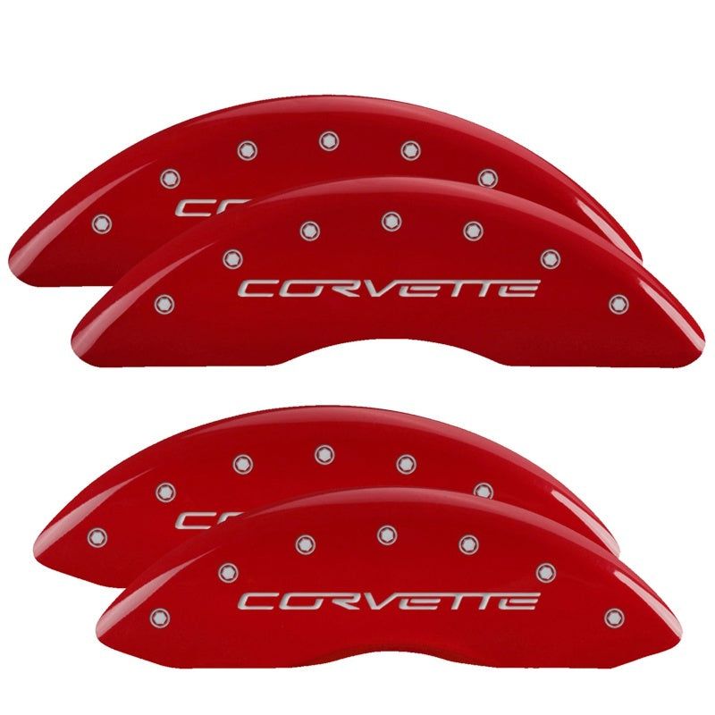 MGP 4 Caliper Covers Engraved Front & Rear C6/Corvette Red finish silver ch-tuningsupply.com