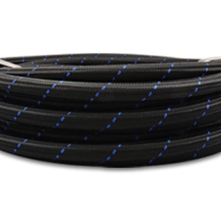 Vibrant -12 AN Two-Tone Black/Blue Nylon Braided Flex Hose (10 foot roll)