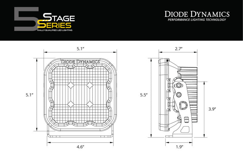 Diode Dynamics SS5 LED Pod Sport - Yellow Combo (Pair)-tuningsupply.com