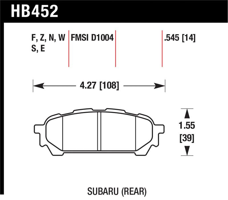 

Hawk Performance HB452Z.545 - HAWKHB452Z.545 - Hawk 03-05 WRX D1004 Performance Ceramic Street Rear Brake Pads - Shipped in Europe - Tuningsupply.com

