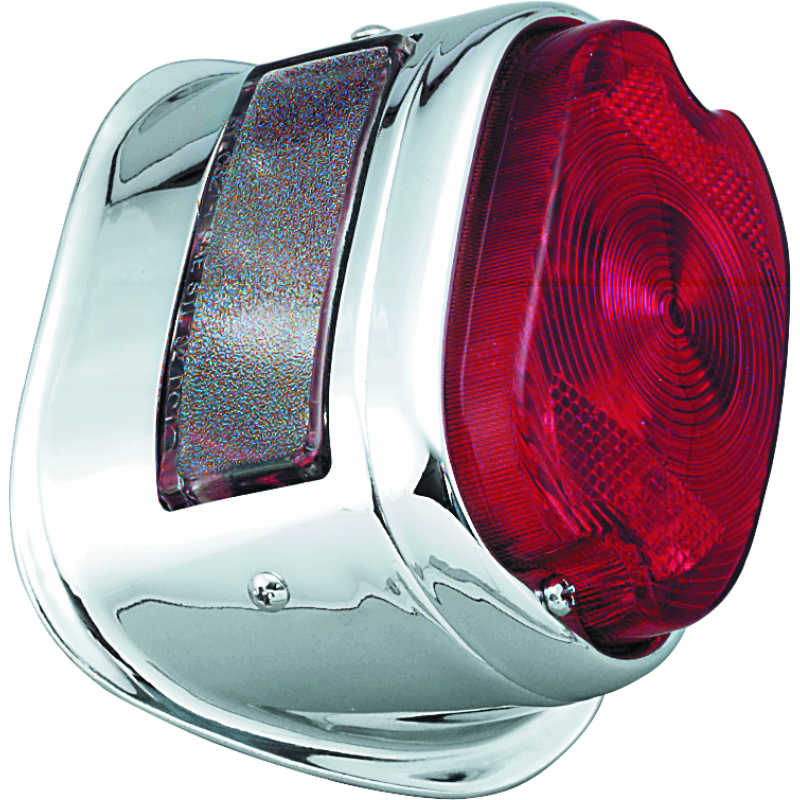 Bikers Choice 56-72 Big Twin & XL Chrome Taillight W/Red Lens & Top License Light Repl H-D 68010-64B-tuningsupply.com