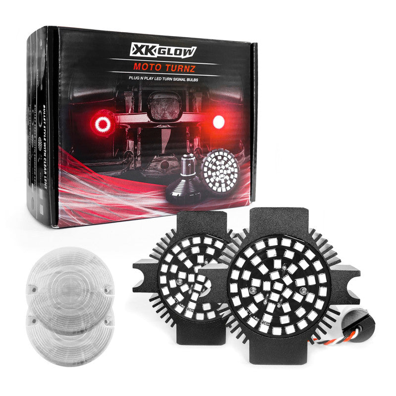 

XKGLOW XK1156F-R-C - XKGXK1156F-R-C - XK Glow Motorcycle Rear LED Turn Signal Kit - 1156 Flat Style Clear Lenses - Shipped in Europe - Tuningsupply.com
