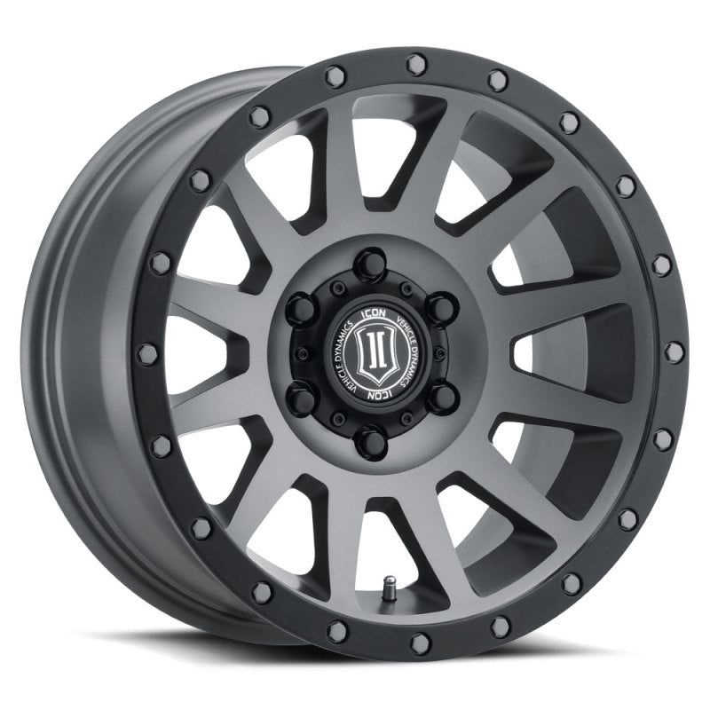 ICON Compression 18x9 6x5.5 0mm Offset 5in BS Titanium Wheel-tuningsupply.com