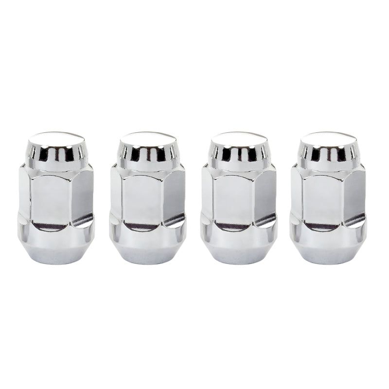 McGard Hex Lug Nut (Cone Seat Bulge Style) M12X1.5 / 3/4 Hex / 1.45in. Length (4-Pack) - Chrome-tuningsupply.com