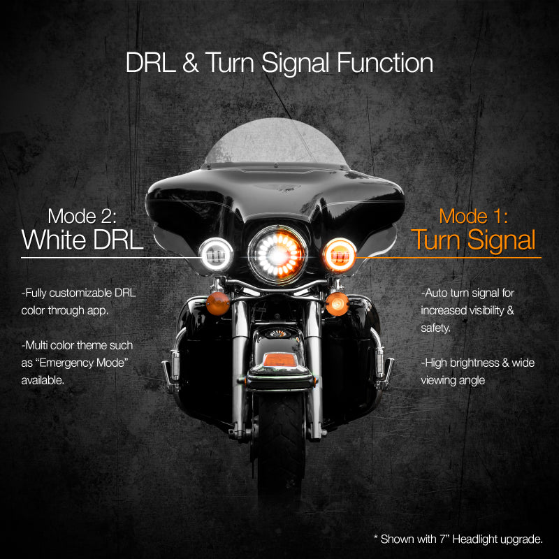

XKGLOW XK042011-W - XKGXK042011-W - XK Glow 4.5In Chrome RGB LED Harley Running Light XKchrome Bluetooth App Controlled Kit - Shipped in Europe - Tuningsupply.com
