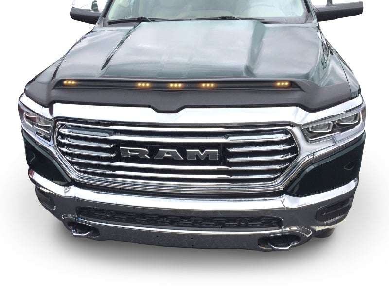 AVS 2019 Dodge Ram 1500 Aeroskin Low Profile Hood Shield w/ Lights - Black-tuningsupply.com