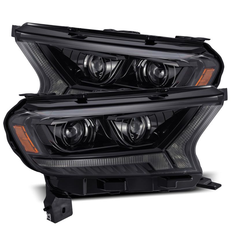 AlphaRex 19-21 Ford Ranger LUXX LED Proj Headlights Plank Style Alpha Black w/Seq Signal/DRL-tuningsupply.com