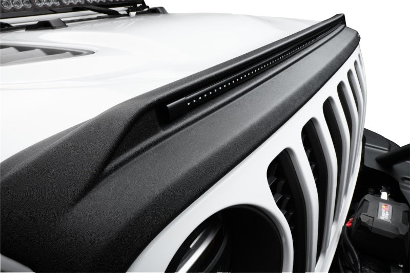 AVS 2018-2019 Jeep Wrangler (JL) Aeroskin Low Profile Hood Shield w/ Lights - Black-tuningsupply.com