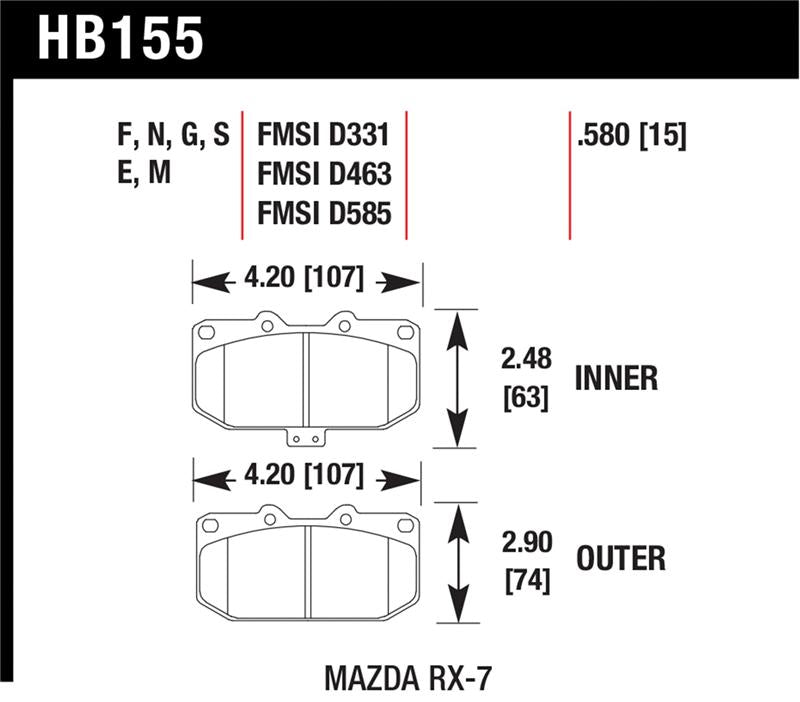 
  

Hawk Performance KHB155E.580 - HAWKHB155E.580 - Hawk 93-95 Mazda RX-7 Blue 9012 Front Brake Pads - Shipped in Europe - Tuningsupply.com

