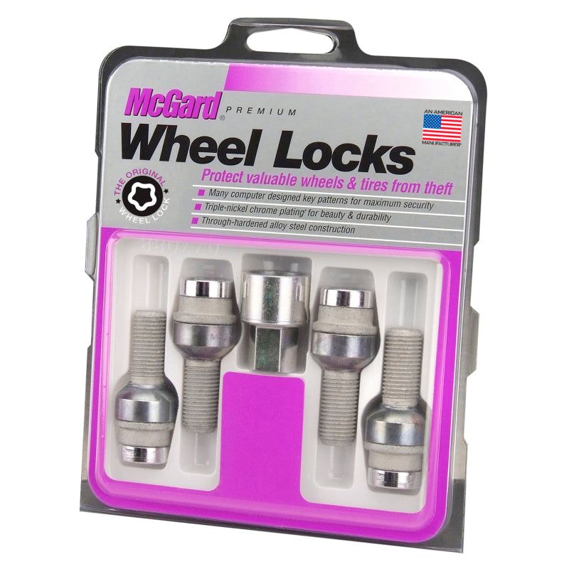 McGard Wheel Lock Bolt Set - 4pk. (Radius Seat) M14X1.5 / 17mm Hex / 28.2mm Shank Length - Chrome-tuningsupply.com