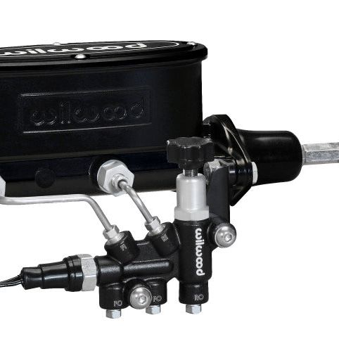 Wilwood HV Tandem M/C Kit w L/H Bracket & Prop Valve - 7/8in Bore Black-W/Push. - Early Mustang-Brake Master Cylinder-Wilwood-WIL261-13272-BK-SMINKpower Performance Parts