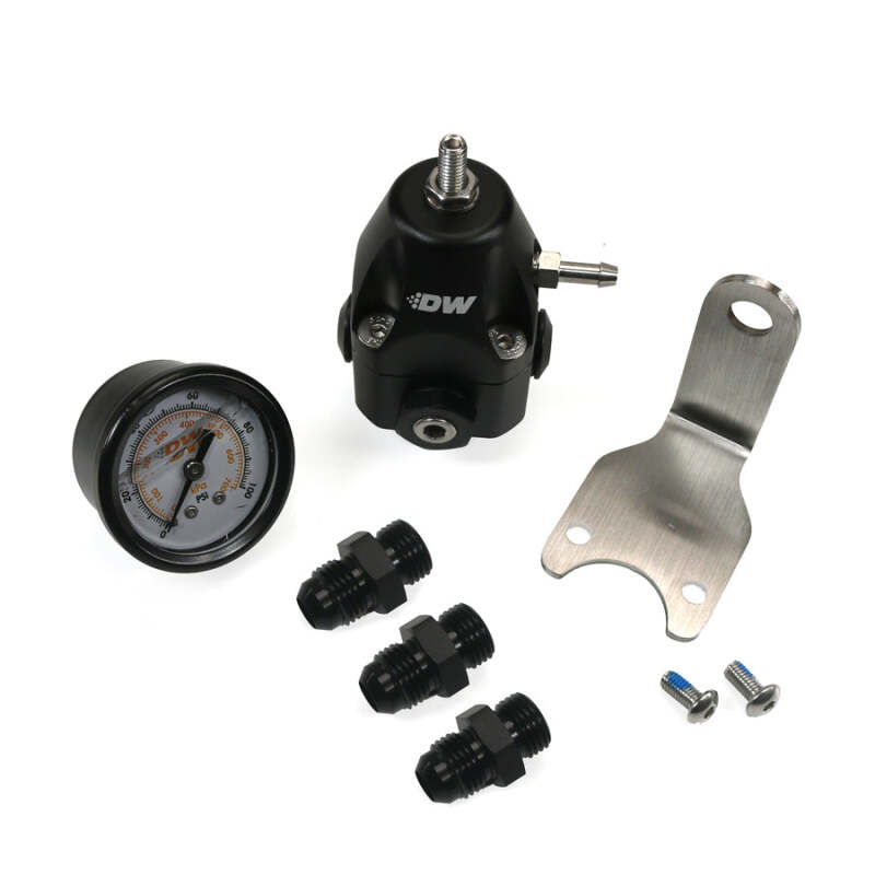 DeatschWerks DWR1000C AFPR + Pressure Gauge + 6AN Fittings - Anodized Black-tuningsupply.com