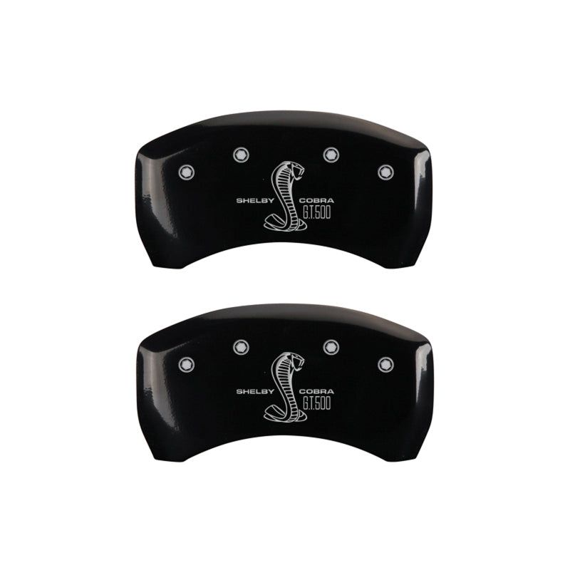 MGP Rear set 2 Caliper Covers Engraved Rear GT500 Shelby & Cobra Black finish silver ch-tuningsupply.com