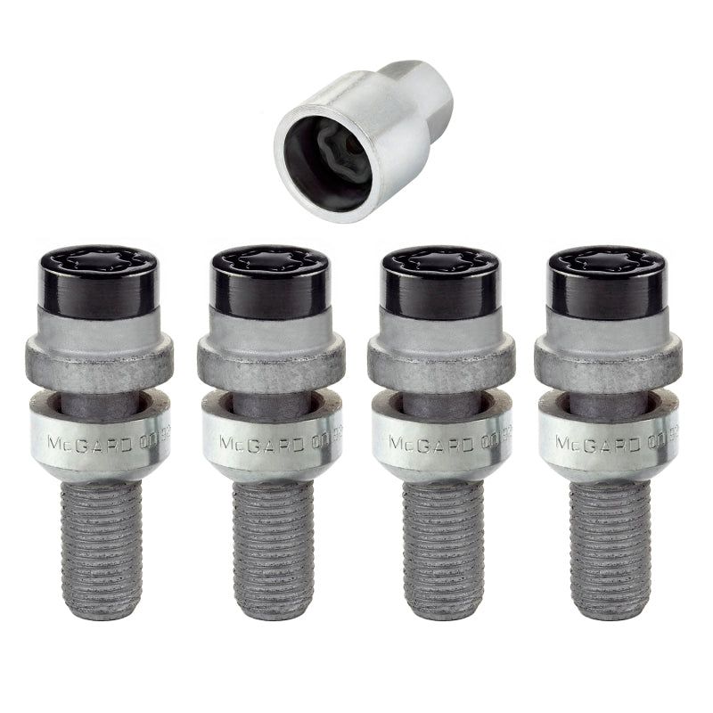 McGard Wheel Lock Bolt Set - 4pk. (Radius Seat) M14X1.5 / 17mm Hex / 28.2mm Shank Length - Black-tuningsupply.com