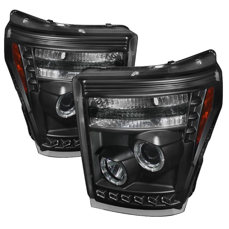 Spyder Ford Super Duty 11-15 Projector Headlights LEDHalo DRL Blk High H1 Low 9006 PRO-YD-FS11-HL-BK-Headlights-SPYDER-SPY5070272-SMINKpower Performance Parts