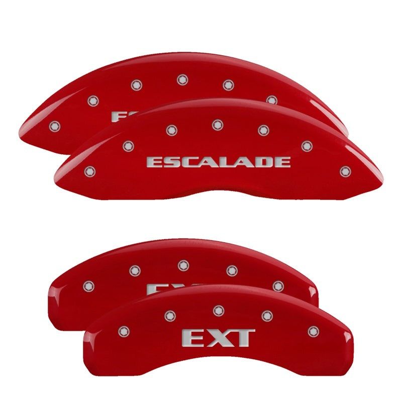 MGP 4 Caliper Covers Engraved Front Cadillac Engraved Rear ATS Red finish silver ch-tuningsupply.com