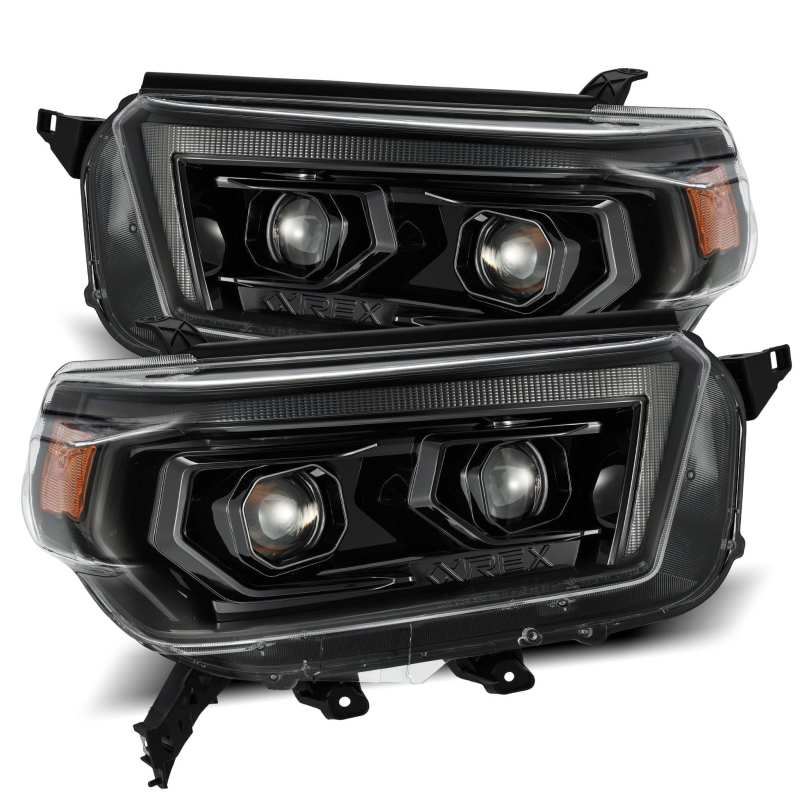 AlphaRex 10-13 Toyota 4Runner PRO-Series Proj Headlights Plank Style Alpha Blk w/Seq Signal/DRL-tuningsupply.com