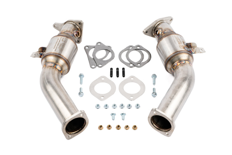 AMS Performance VR30DDTT Street Lower Downpipes w/GESI Catalytic Converter-tuningsupply.com