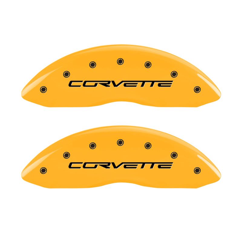 MGP 4 Caliper Covers Engraved Front & Rear C6/Corvette Yellow finish black ch-tuningsupply.com