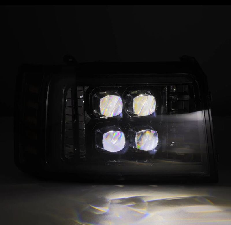 AlphaRex 92-96 Ford F-Series/Bronco NOVA-Series LED Proj Headlight Alpha-Bk w/Actv Light SS & SBDRL-tuningsupply.com