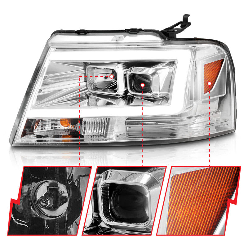 

ANZO 111542 - ANZ111542 - ANZO 2004-2008 Ford  F-150 Projector Headlights w/ Light Bar Chrome Housing - Shipped in Europe - Tuningsupply.com
