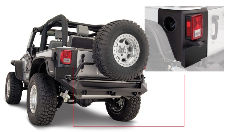 Bushwacker 07-18 Jeep Wrangler Trail Armor Rear Corners - Black-tuningsupply.com