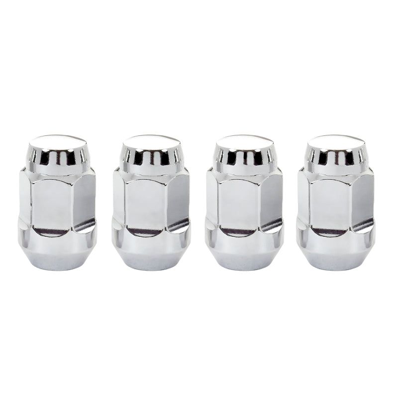 McGard Hex Lug Nut (Cone Seat Bulge Style) 1/2-20 / 3/4 Hex / 1.45in. Length (4-pack) - Chrome-tuningsupply.com