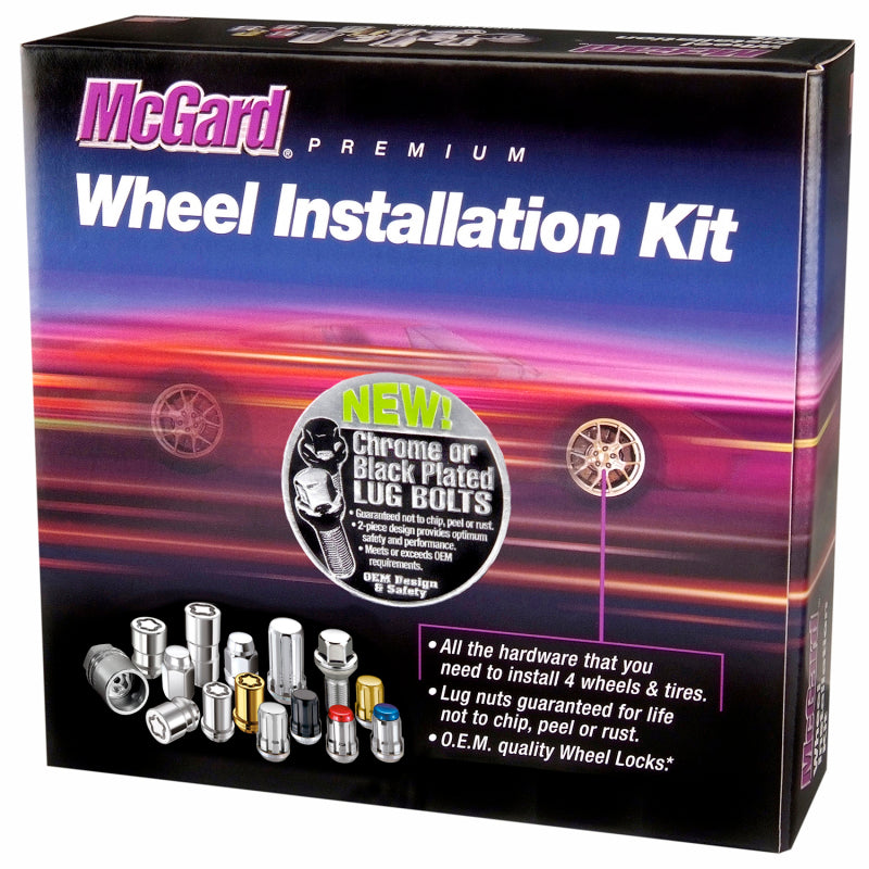 McGard 5 Lug Hex Install Kit w/Locks (Cone Seat Bolt) M14X1.5 / 17mm Hex / 28.0mm Shank L. - Black-tuningsupply.com