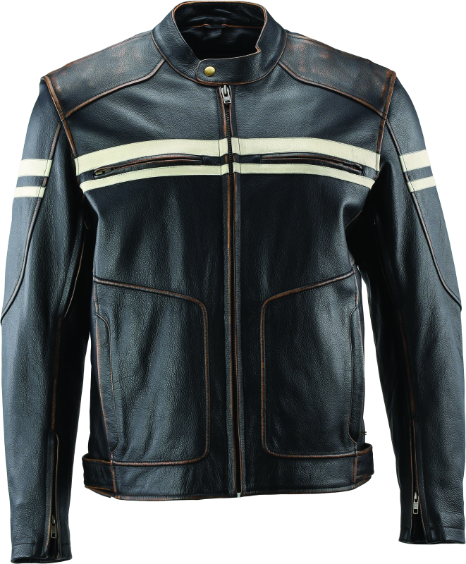 Kuryakyn Leather By River Road Hoodlum Vintage Leather Jacket Black - Large-tuningsupply.com