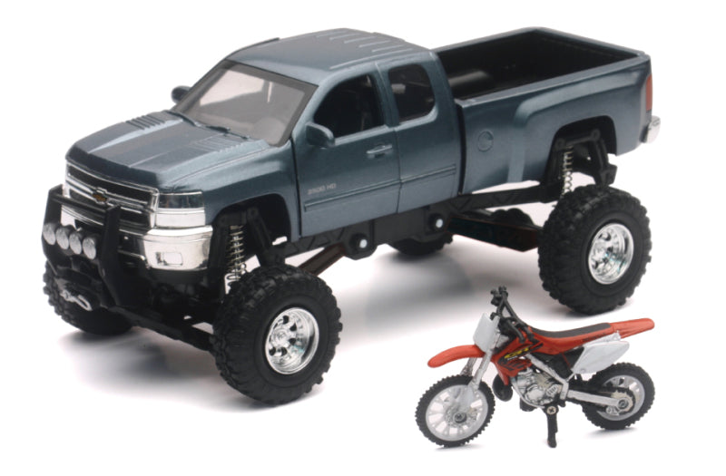 New Ray Toys Chevrolet Silverado with Honda Dirt Bike/ Scale - 1:32-tuningsupply.com