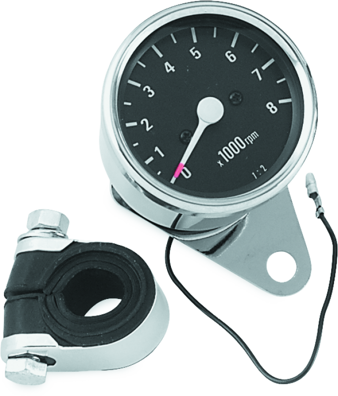 Bikers Choice Big Twin & XL Mechanical Custom Mini Tachometer Black Face 8000 Rpm 2 1/2 Inch-tuningsupply.com