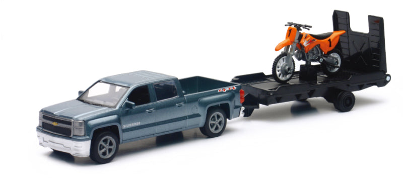 New Ray Toys Chevy Silverado Pickup with Dirt Bike/ Scale - 1:43-tuningsupply.com