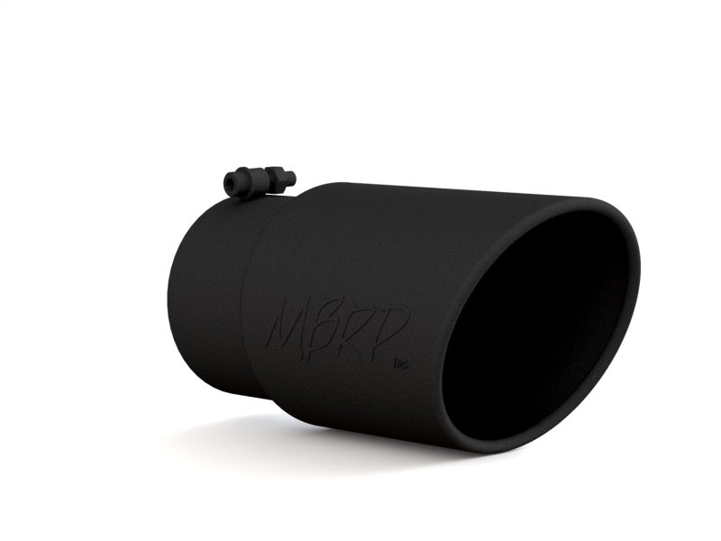 MBRP Universal Tip 6in O.D. Angled Rolled End 5 inlet 12 length - Black Finish-tuningsupply.com