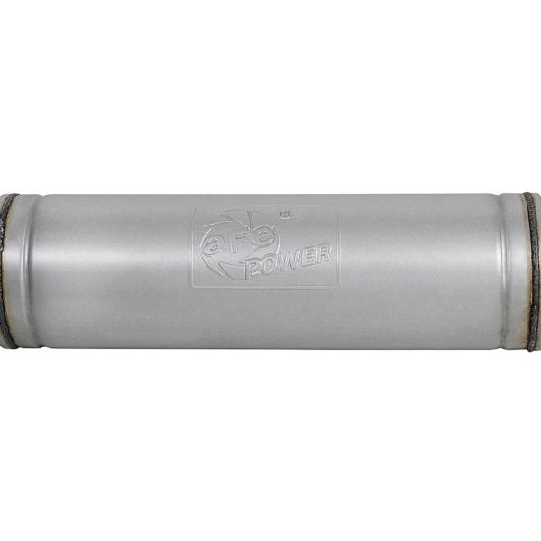 aFe ATLAS Aluminized Steel Muffler 5in Center/Center 24in L x 7in Diameter - Round Body-tuningsupply.com