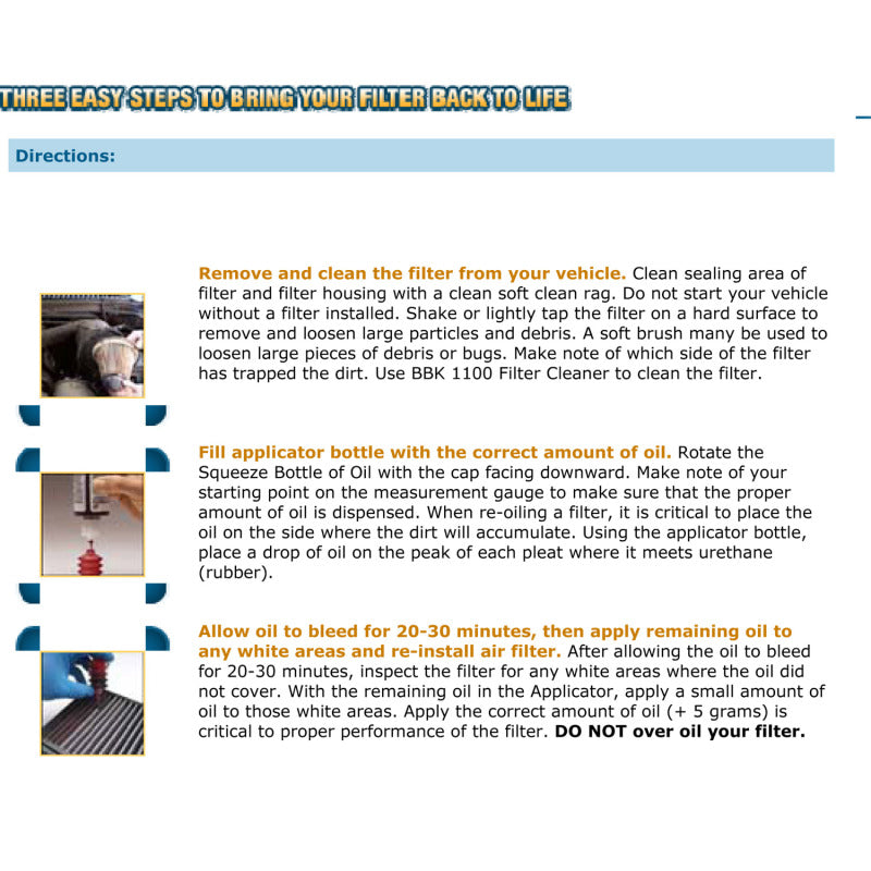 

BBK  - BBK1100 - BBK BBK Cold Air Filter Restore Cleaner And Re-Oil Kit - Shipped in Europe - Tuningsupply.com
