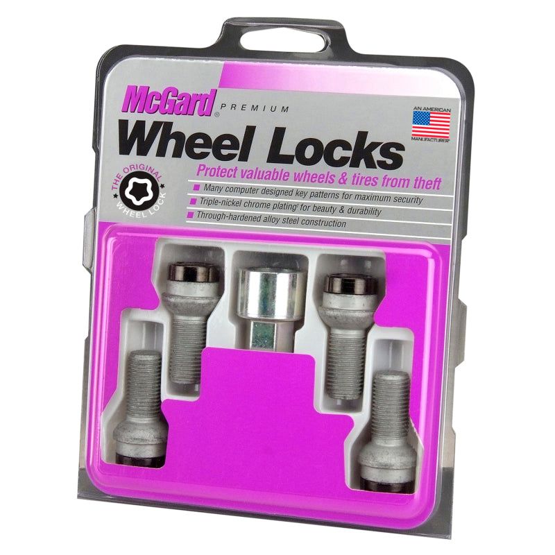 McGard Wheel Lock Bolt Set - 4pk. (Radius Seat) M14X1.5 / 17mm Hex / 26.7mm Shank Length - Black-tuningsupply.com