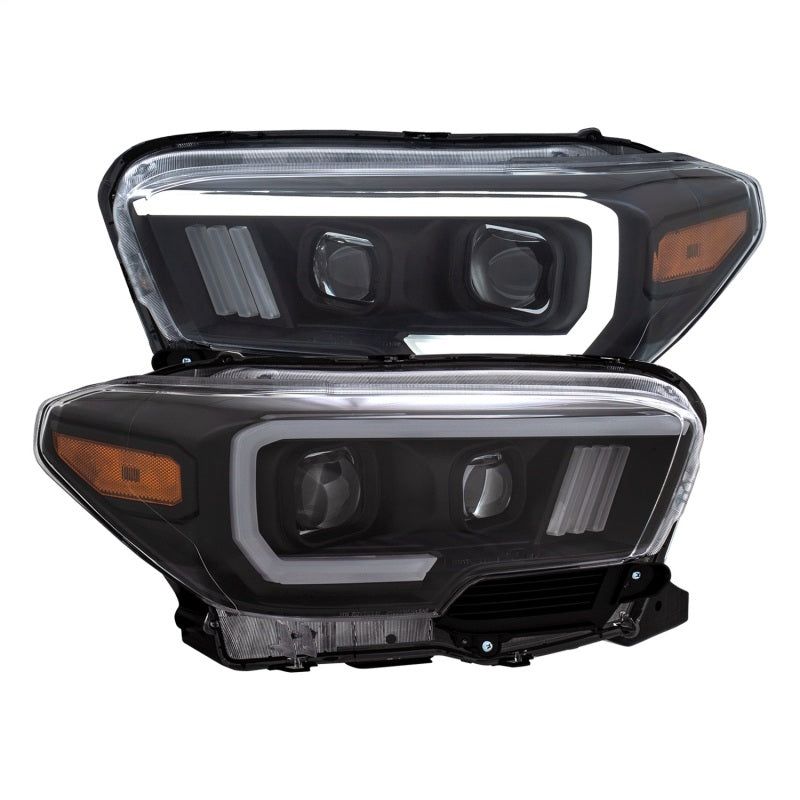 ANZO 2016-2017 Toyota Tacoma Projector Headlights w/ Plank Style Switchback Black w/ Amber-tuningsupply.com