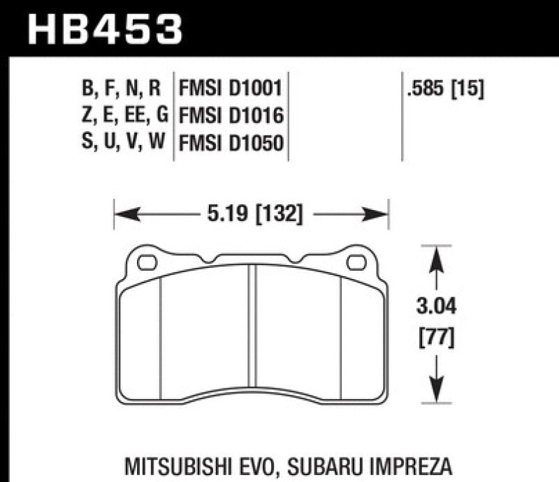 

Hawk Performance KHB453D.585 - HAWKHB453D.585 - Hawk ER-1 Front Motorsport Brake Pads 03-06 Evo / 04-09 STi / 10+ Camaro SS (Brembo) - Shipped in Europe - Tuningsupply.com
