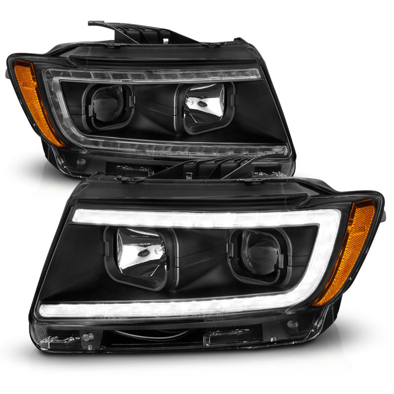 ANZO 11-13 Jeep Grand Cherokee (Factory Halogen Only) Projector Headlights w/Light Bar Swtchbk Black-tuningsupply.com