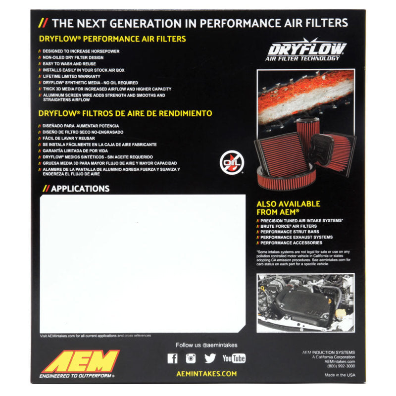 

AEM Induction 28-50092 - AEM28-50092 - AEM 19-20 Subaru WRX STI 2.5L DryFlow Air Filter - Shipped in Europe - Tuningsupply.com
