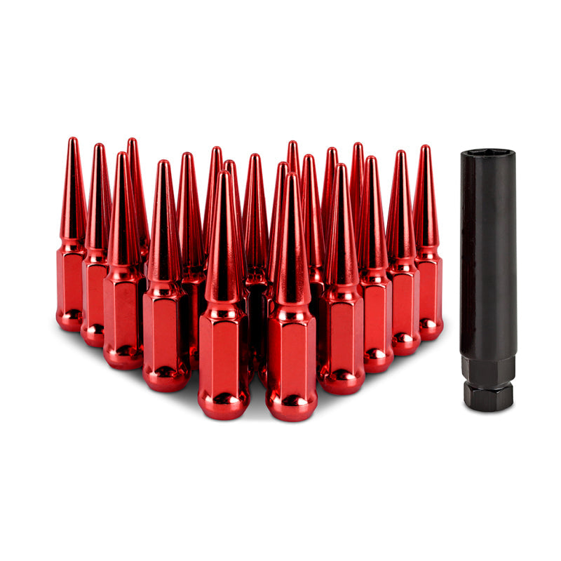 Mishimoto Steel Spiked Lug Nuts M12x1.5 20pc Set - Red-tuningsupply.com