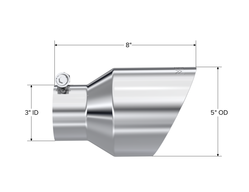 

MBRP PT5187 - MBRPT5187 - MBRP Universal T304 Stainless Steel Tip  3on ID / 5in OD Out / 8in Length Angle Cut Dual Wall - Shipped in Europe - Tuningsupply.com
