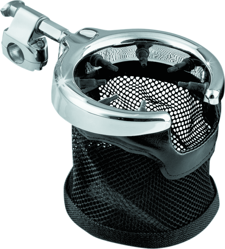 Kuryakyn Universal Passenger Drink Holder With Basket Black & Chrome-tuningsupply.com