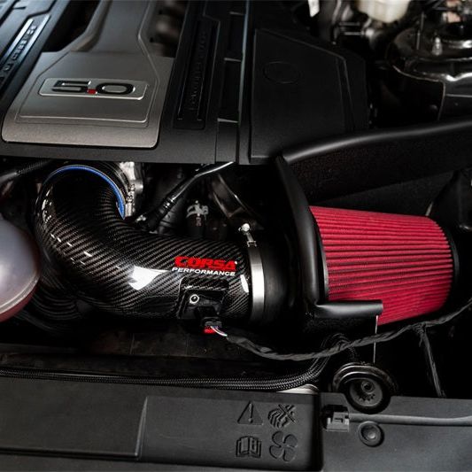 Corsa 2018-2023 Ford Mustang GT 5.0L V8 Carbon Fiber Air Intake with DryTech 3D Filter-tuningsupply.com