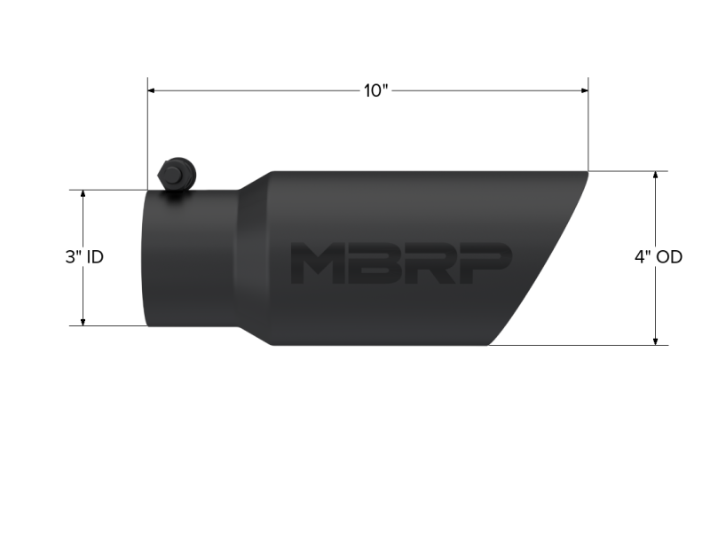 MBRP Universal Tip 4in OD 3in Inlet 10in Length Dual Wall Angled End Black-tuningsupply.com