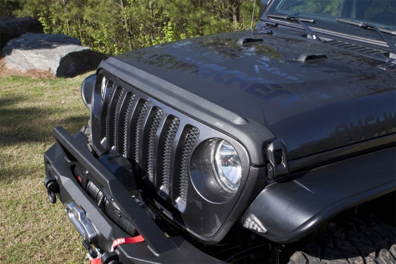 AVS 2018+ Jeep Wrangler (JL) 2dr/4dr Aeroskin II Textured Low Profile Hood Shield - Black-tuningsupply.com