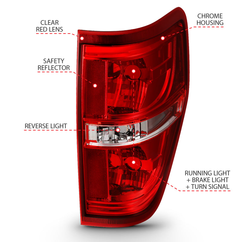 

ANZO 311299 - ANZ311299 - ANZO 2009-2014 Ford F-150 Euro Taillight Red/Clear (W/O Bulb) - Shipped in Europe - Tuningsupply.com
